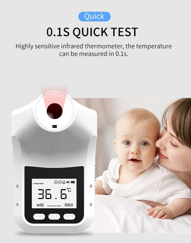 K3 Pro Handsfree Non-contact Forehead Body Light-sensitive Distance Sensor Infrared Thermometer, ...