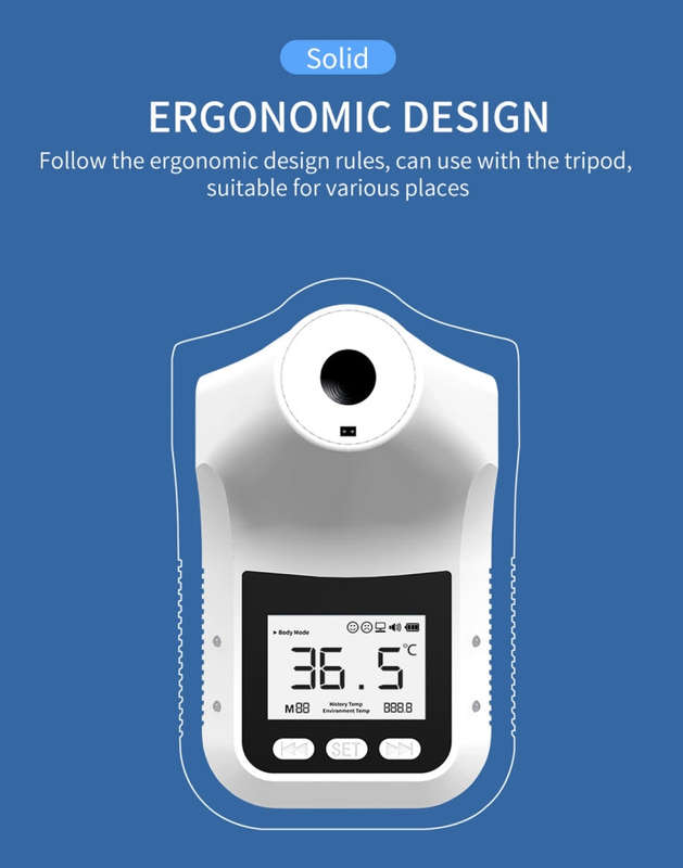 K3 Pro Handsfree Non-contact Forehead Body Light-sensitive Distance Sensor Infrared Thermometer, ...