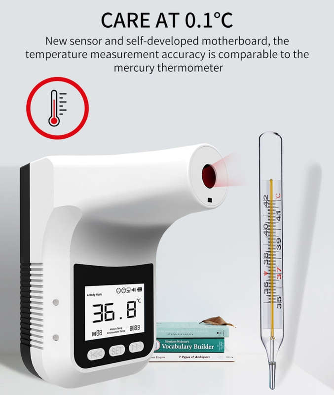 K3 Pro Handsfree Non-contact Forehead Body Light-sensitive Distance Sensor Infrared Thermometer, ...
