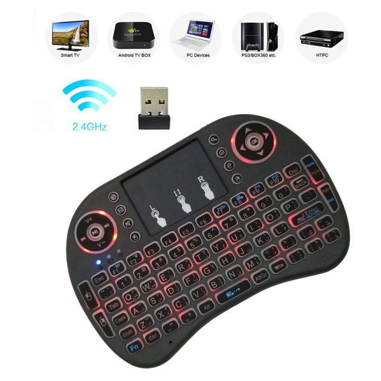 Support Language: Arabic i8 Air Mouse Wireless Backlight Keyboard with Touchpad for Android TV Bo...