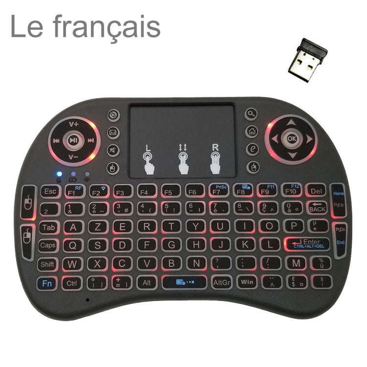 Support Language: French i8 Air Mouse Wireless Backlit Keyboard with Touchpad for Android TV Box ...
