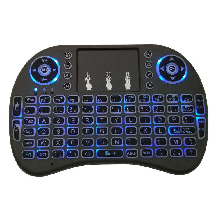 Support Language: French i8 Air Mouse Wireless Backlit Keyboard with Touchpad for Android TV Box ...
