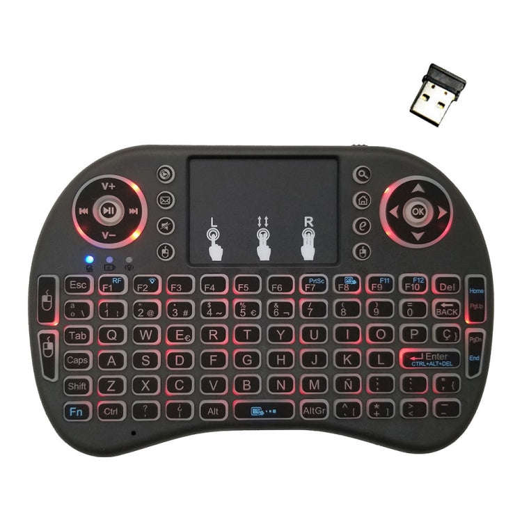 Support Language: Spanish i8 Air Mouse Wireless Backlight Keyboard with Touchpad for Android TV B...