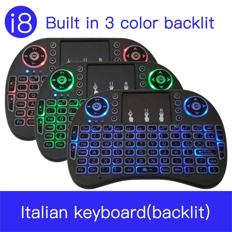 Support Language: Italy i8 Air Mouse Wireless Backlight Keyboard with Touchpad for Android TV Box...