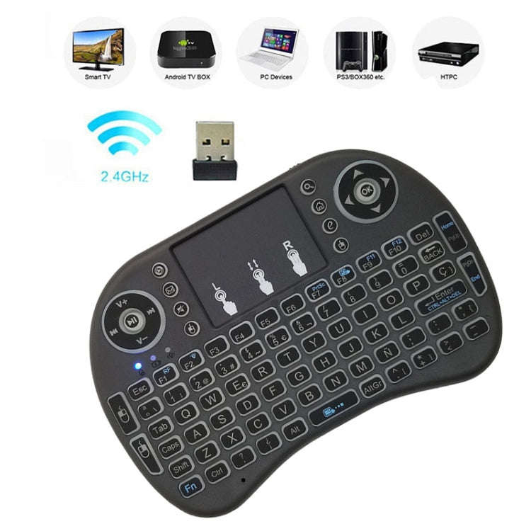 Support Language: Spanish i8 Air Mouse Wireless Keyboard with Touchpad for Android TV Box & Smart...