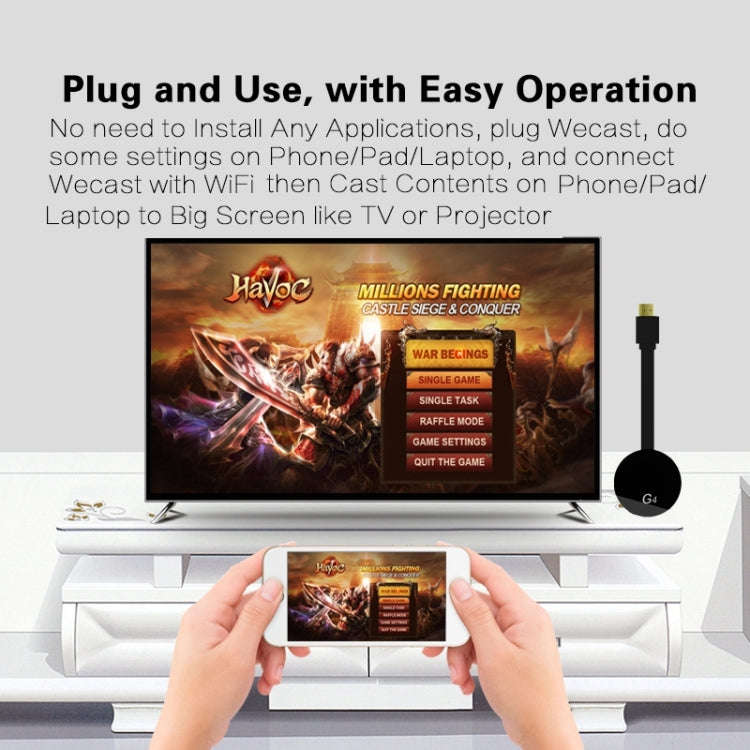 G4 Wireless WiFi Display Dongle Receiver Airplay Miracast DLNA TV Stick for iPhone, Samsung, and ...