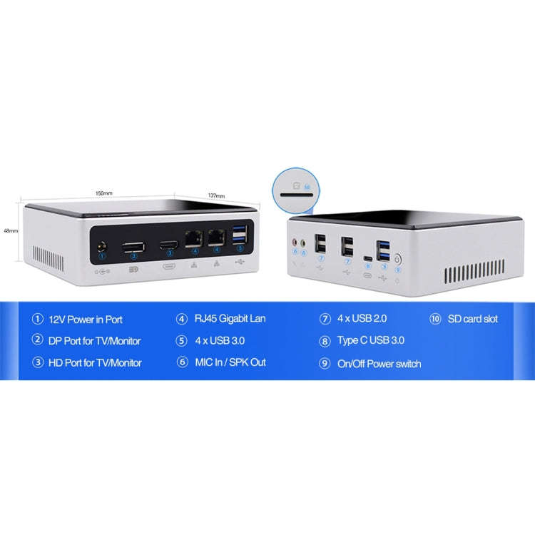 HYSTOU M3 Windows / Linux System Mini PC, Intel Core i7-10610U 4 Core 8 Threads up to 4.9GHz, Sup...