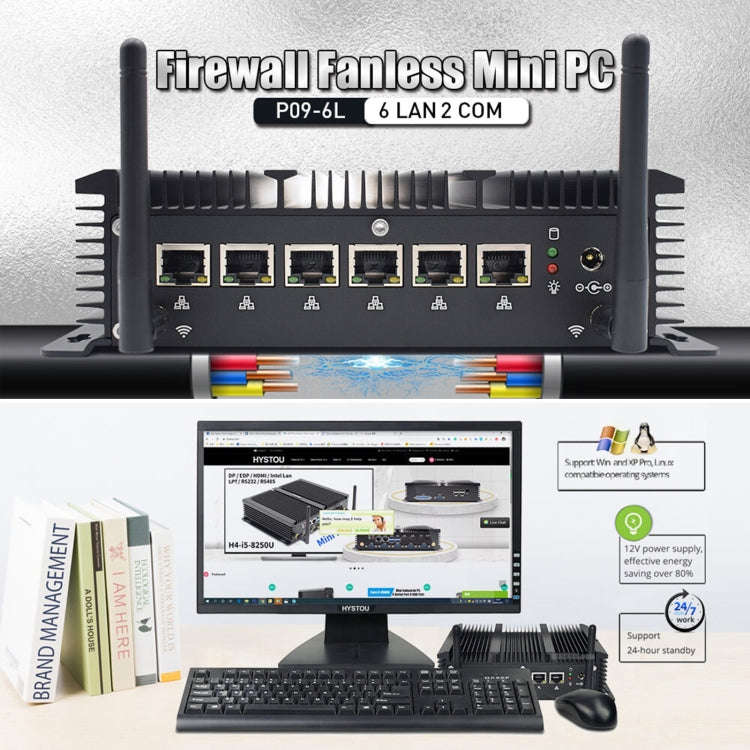 HYSTOU P09-6L Windows / Linux System Mini PC, Intel Celeron 3865U 2 Core 2 Threads up to 1.80GHz,...