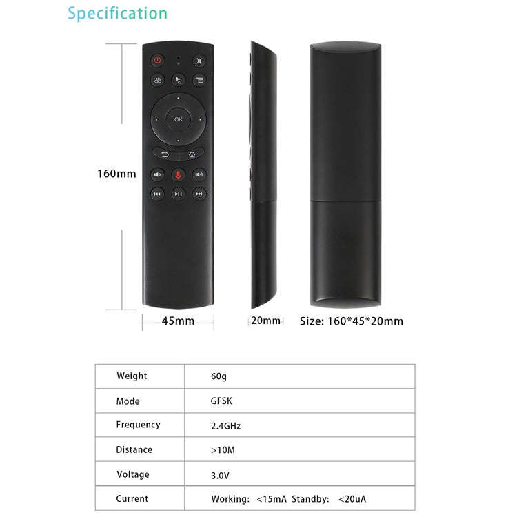 G20S 2.4G Air Mouse Remote Control with Fidelity Voice Input & IR Learning & 6-axis Gyroscope for...