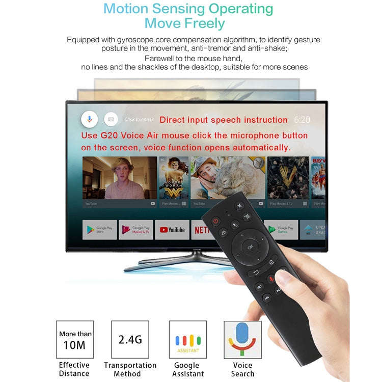 G20S 2.4G Air Mouse Remote Control with Fidelity Voice Input & IR Learning & 6-axis Gyroscope for...