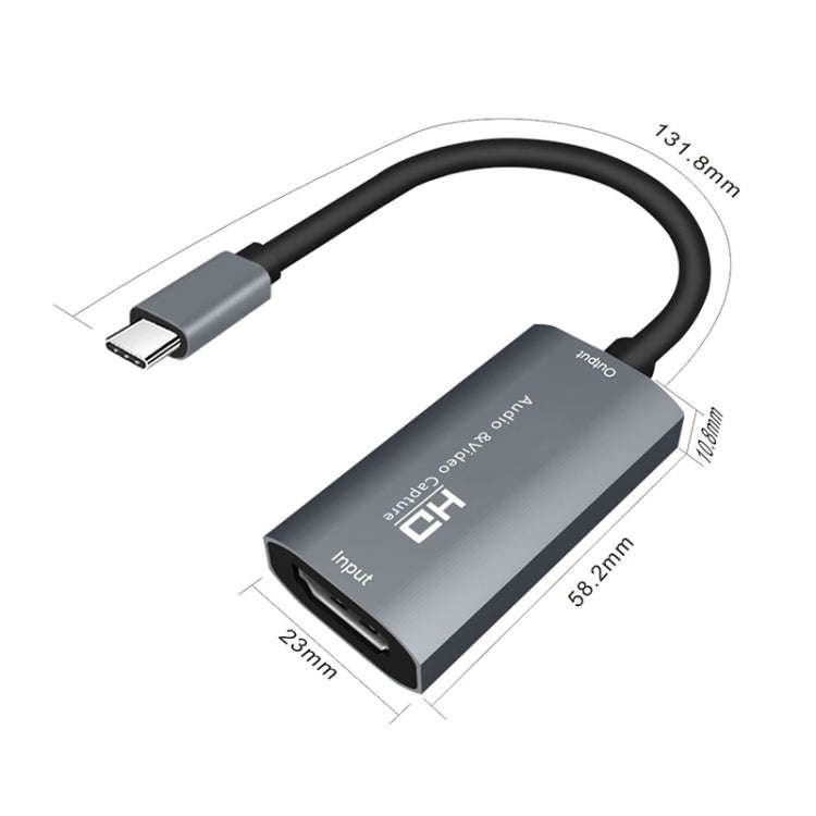 Z29A HDMI Female to USB-C / Type-C Male Video Audio Capture Box(Grey)