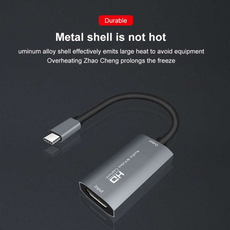 Z29A HDMI Female to USB-C / Type-C Male Video Audio Capture Box(Grey)