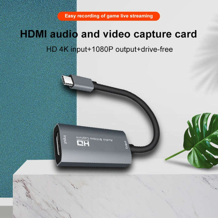 Z29A HDMI Female to USB-C / Type-C Male Video Audio Capture Box(Grey)