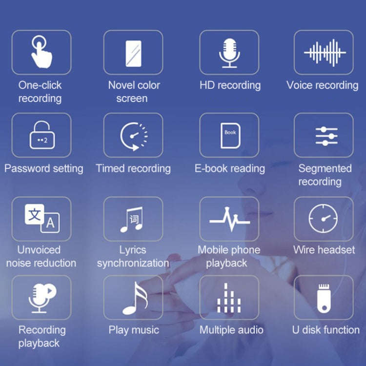 Q33 External Play MP3 Voice Control High Definition Noise Reduction Recording Pen, 8G, Support Pa...