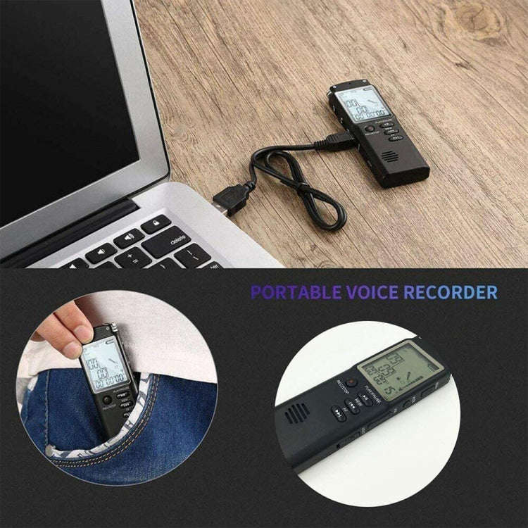 T60 Monochrome Screen HD Noise Reduction Digital Voice Recorder, 16G, Support MP3 / WAV Format (B...