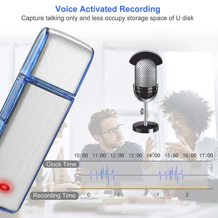 SK858 32GB Rechargeable Portable U-Disk Meeting Voice Recorder (Blue)