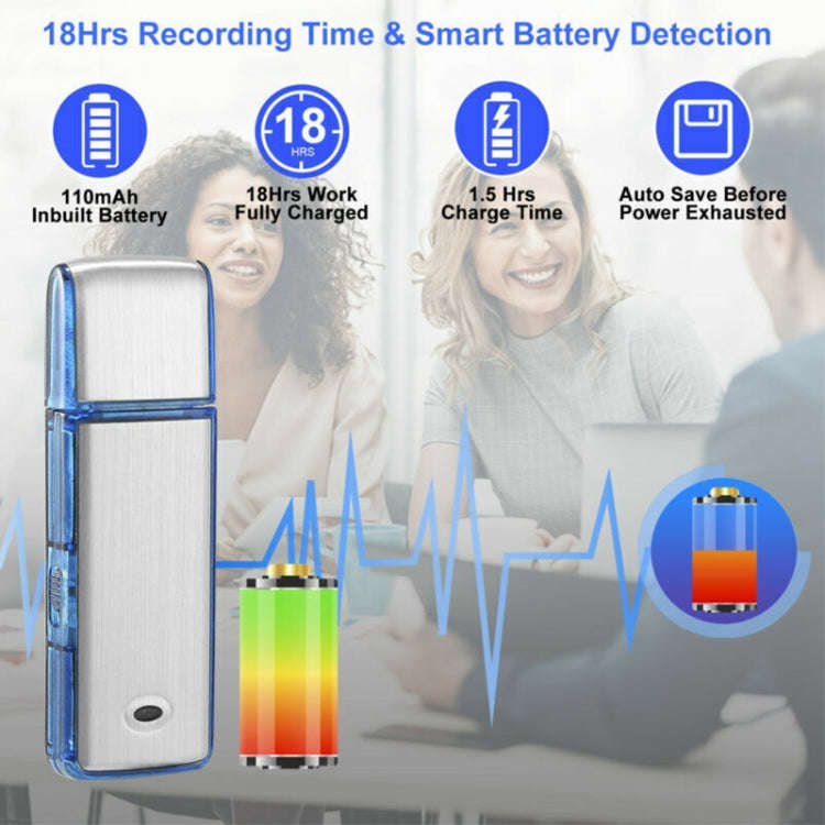 SK858 32GB Rechargeable Portable U-Disk Meeting Voice Recorder (Blue)