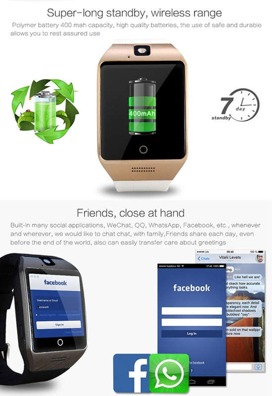 Q18S 1.54 inch IPS Screen MTK6260A Bluetooth 3.0 Smart Watch Phone, Pedometer / Sedentary Reminde...