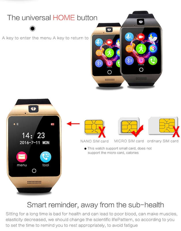 Q18S 1.54 inch IPS Screen MTK6260A Bluetooth 3.0 Smart Watch Phone, Pedometer / Sedentary Reminde...