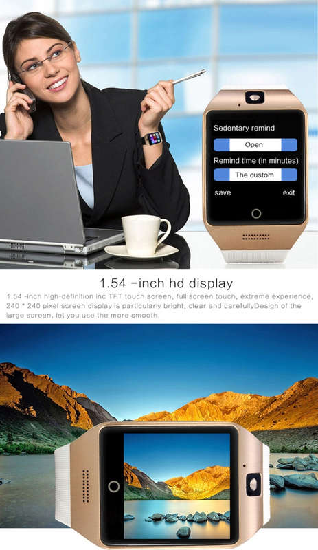 Q18S 1.54 inch IPS Screen MTK6260A Bluetooth 3.0 Smart Watch Phone, Pedometer / Sedentary Reminde...