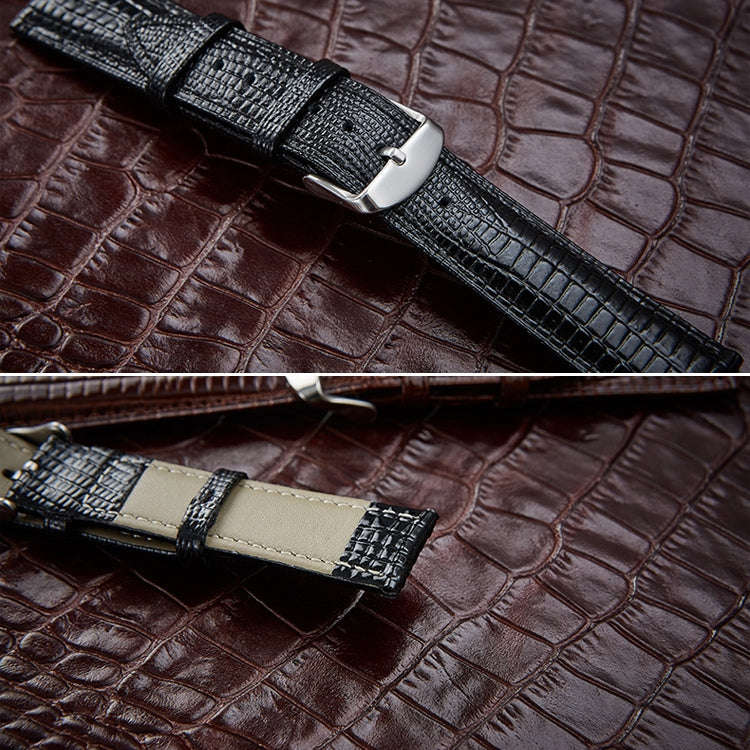 Lizard Texture Leather Strap  Watch Band, Size: 24mm(Coffee)