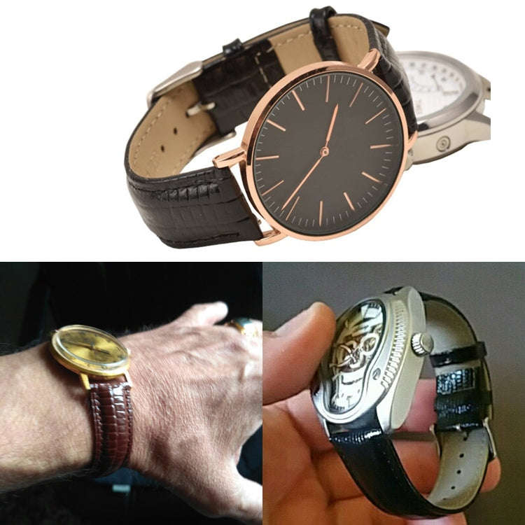 Lizard Texture Leather Strap  Watch Band, Size: 24mm(Coffee)
