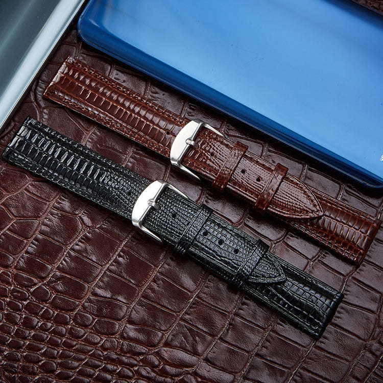Lizard Texture Leather Strap  Watch Band, Size: 24mm(Coffee)