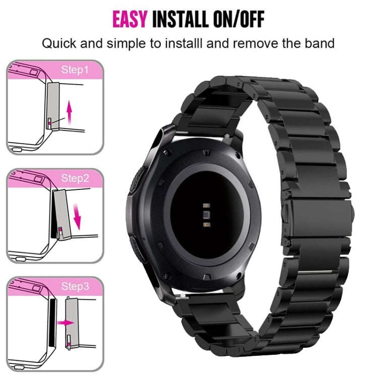 Stainless Steel Wrist Watch Band for Samsung Gear S3 22mm(Black)