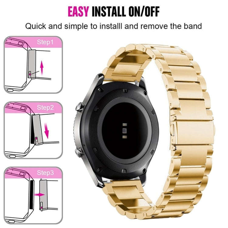 Stainless Steel Wrist Watch Band for Samsung Gear S3 22mm(Gold)