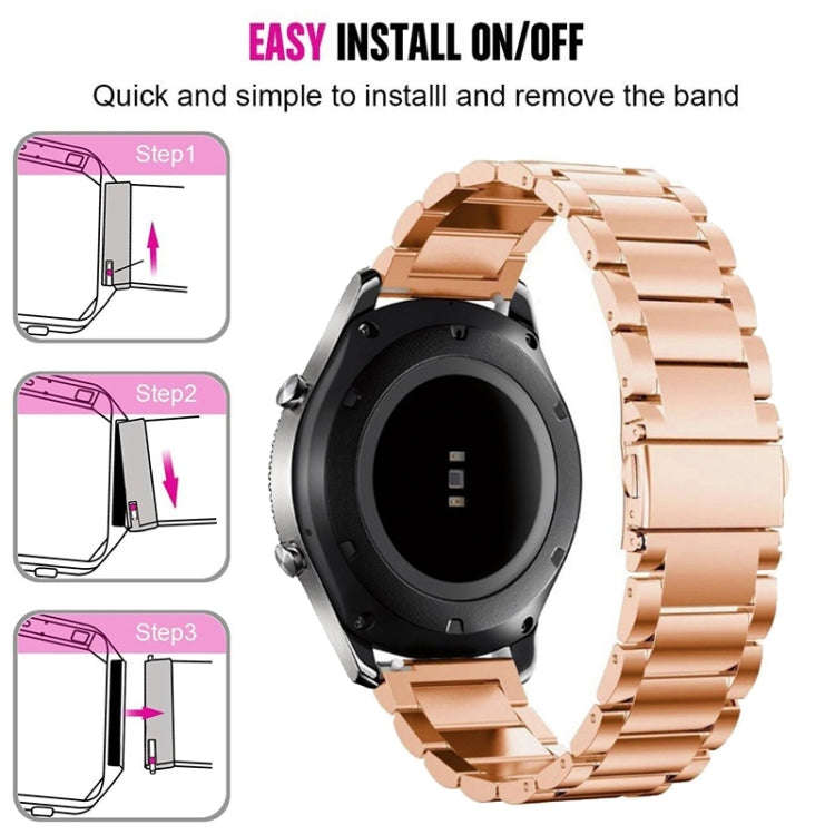 Stainless Steel Wrist Watch Band for Samsung Gear S3 22mm(Rose Gold)