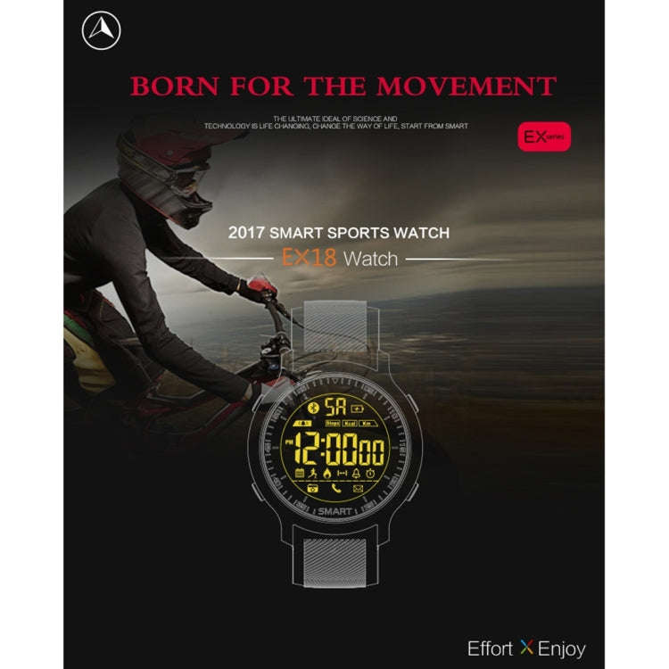 EX18 Smart Sports Watch FSTN Full View Screen Luminous Dial High Tensile TPU Strap, Support Steps...