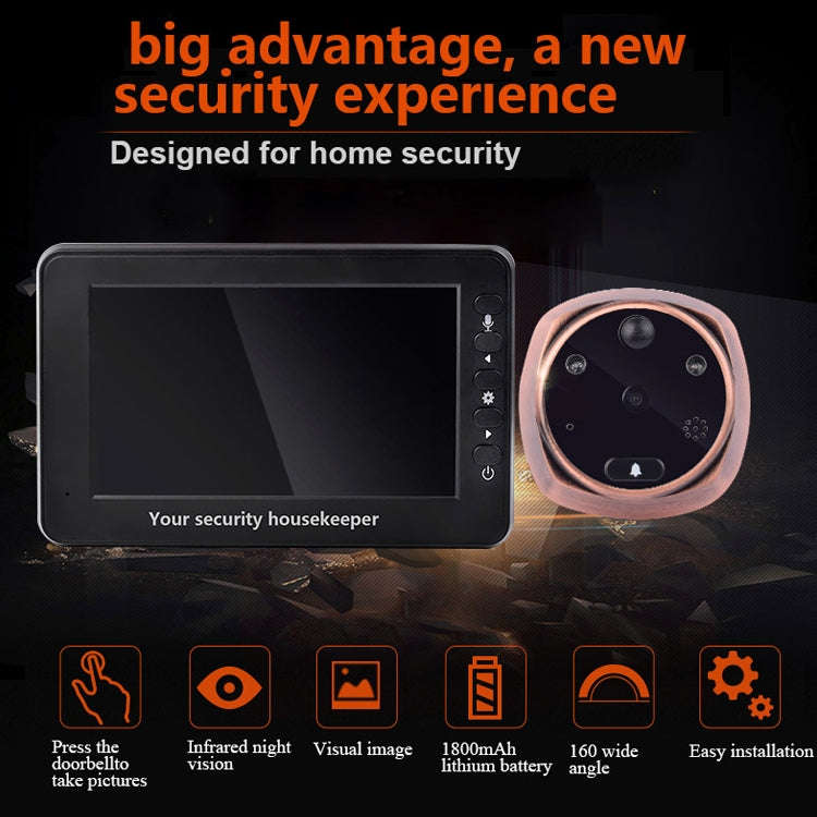 M4300A 4.3 inch Display Screen 3.0MP Camera Video Smart Doorbell, Support TF Card (32GB Max) & Mo...