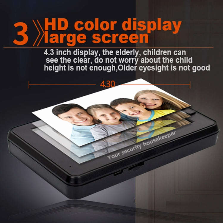 M4300A 4.3 inch Display Screen 3.0MP Camera Video Smart Doorbell, Support TF Card (32GB Max) & Mo...