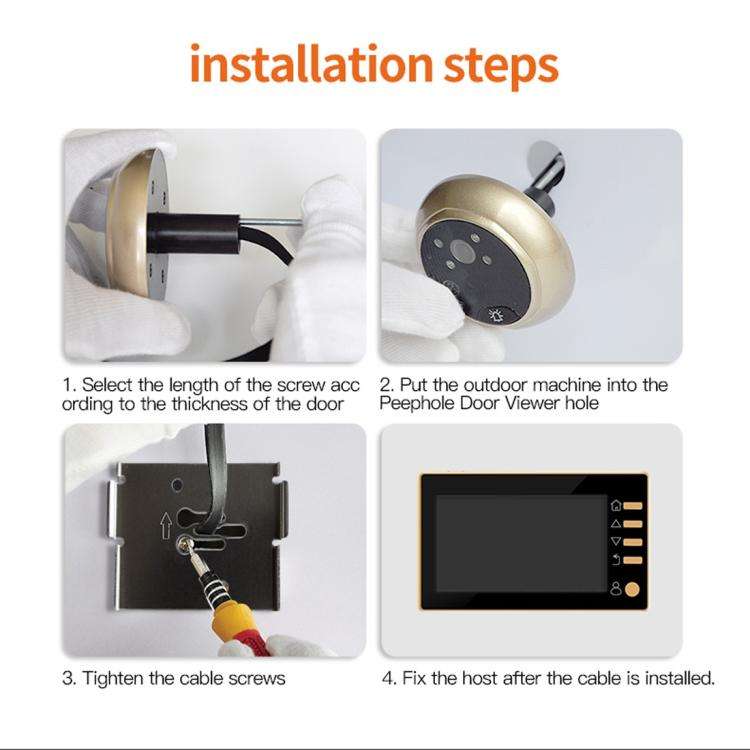 Danmini Q10 4.3 Inch Screen Motion Detection Camera Video Alarm Smart Digital Door Viewer, Suppor...