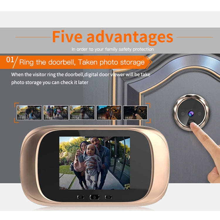 DD1 Smart Electronic Cat Eye Camera Doorbell with 2.8 inch LCD Screen, Support Infrared Night Vis...