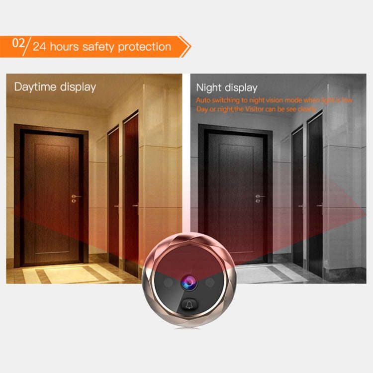 DD1 Smart Electronic Cat Eye Camera Doorbell with 2.8 inch LCD Screen, Support Infrared Night Vis...