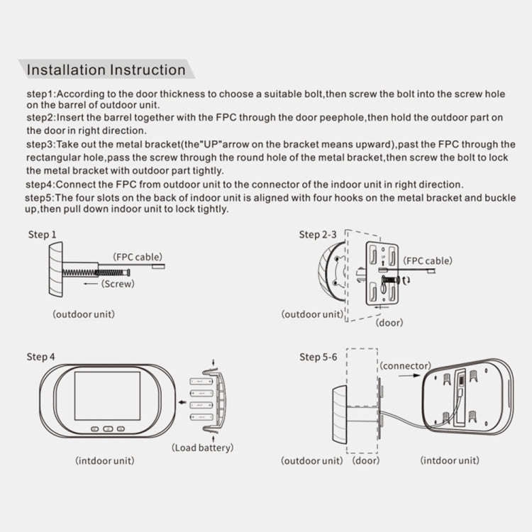 DD1 Smart Electronic Cat Eye Camera Doorbell with 2.8 inch LCD Screen, Support Infrared Night Vis...