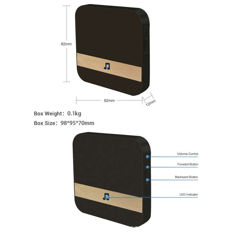 B10 52 Chimes 110dB Doorbell Receiver Low Power Consumption Home Door Tools, EU Plug, AC 90-260V ...