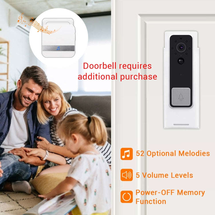 B10 52 Chimes 110dB Doorbell Receiver Low Power Consumption Home Door Tools, EU Plug, AC 90-260V ...