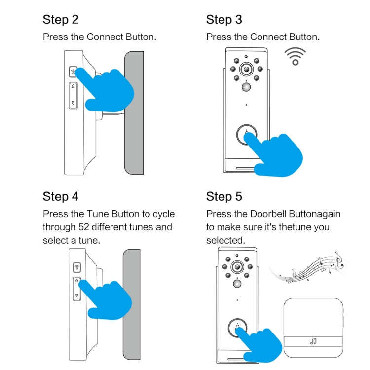 B10 52 Chimes 110dB Doorbell Receiver Low Power Consumption Home Door Tools, EU Plug, AC 90-260V ...