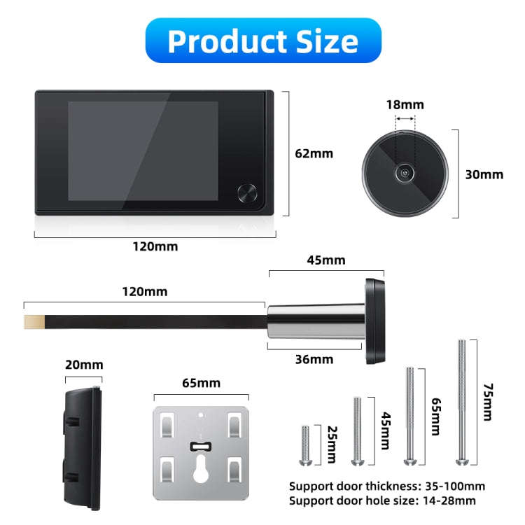 SN520AD 3.5 inch Screen 2.0MP Security Camera Digital Peephole Door Viewer (Black)