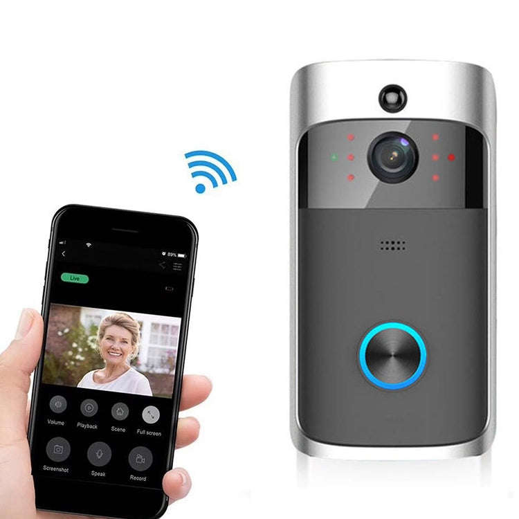 M4 720P Smart WIFI Ultra Low Power Video PIR Visual Doorbell with 3 Battery Slots,Support Mobile ...