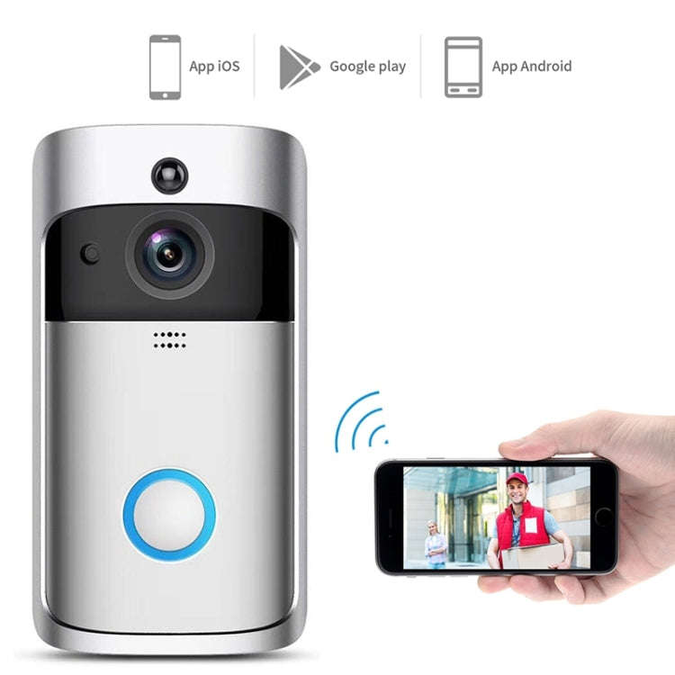 M4 720P Smart WIFI Ultra Low Power Video PIR Visual Doorbell with 3 Battery Slots,Support Mobile ...