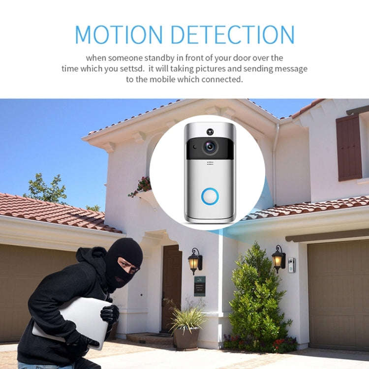 M4 720P Smart WIFI Ultra Low Power Video PIR Visual Doorbell with 3 Battery Slots,Support Mobile ...