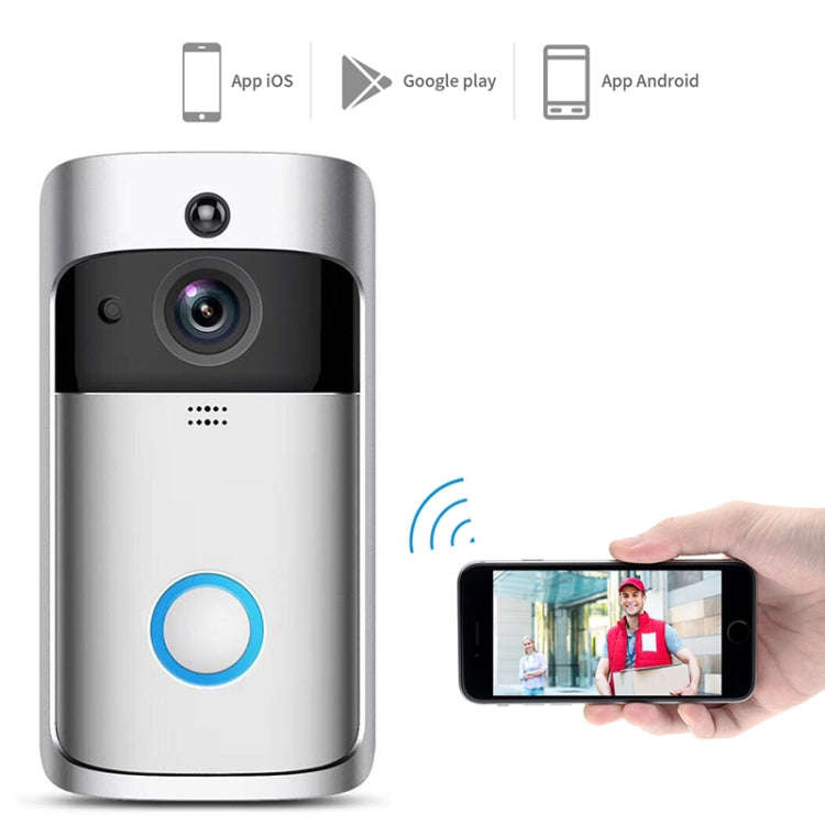 M4 720P Smart WIFI Ultra Low Power Video PIR Visual Doorbell with 3 Battery Slots,Support Mobile ...