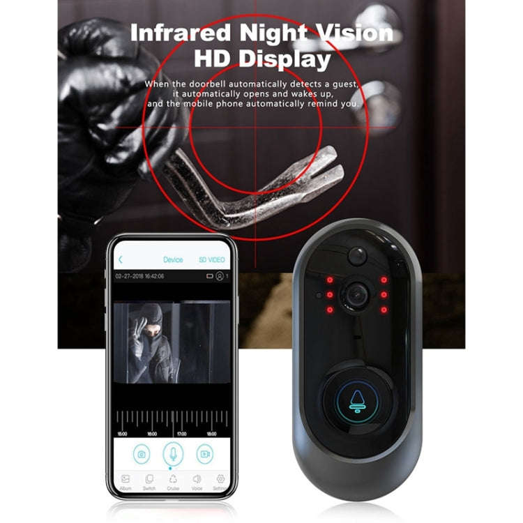 M108 720P 6400mAh Smart WIFI Video Visual Doorbell,Support Phone Remote Monitoring & Real-time Vo...