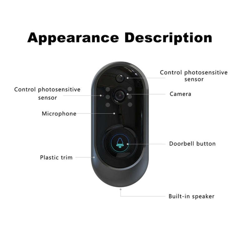 M108 720P 6400mAh Smart WIFI Video Visual Doorbell,Support Phone Remote Monitoring & Real-time Vo...