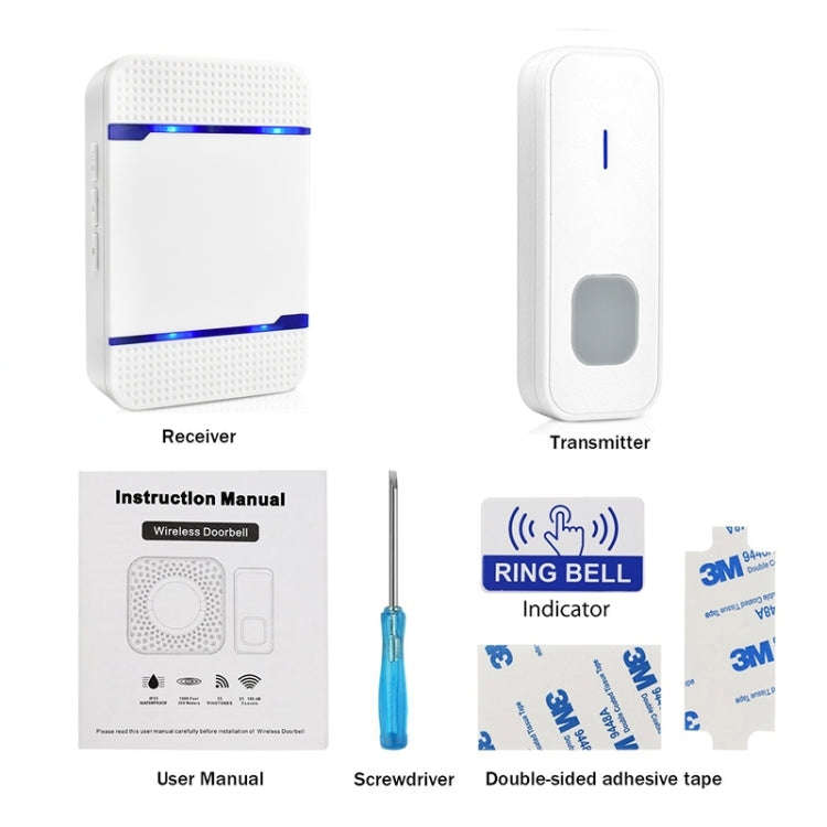 N15K-1T1-B 110dB Wireless IP55 Waterproof Low Power Consumption WiFi Doorbell Receiver with Night...