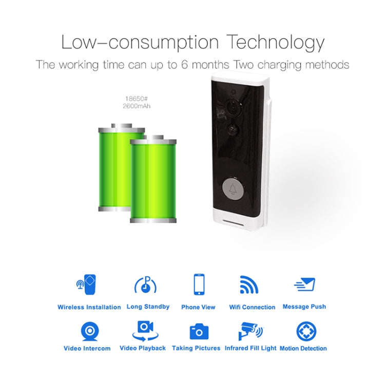 M200A 1080P WiFi Intelligent Round Button Video Doorbell, Support Infrared Motion Detection & Ada...