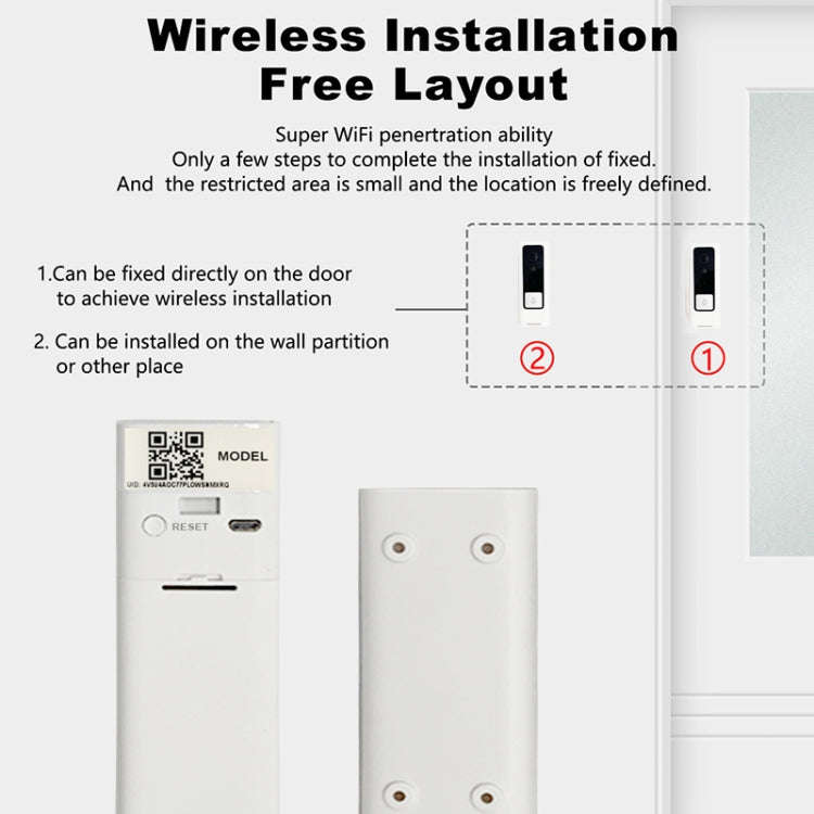 M200B WiFi Intelligent Square Button Video Doorbell, Support Infrared Motion Detection & Adaptive...